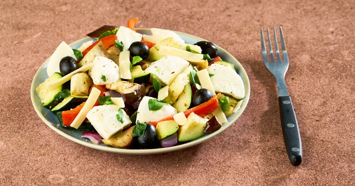Gegrilde groenten met mozzarella en Parmezaan