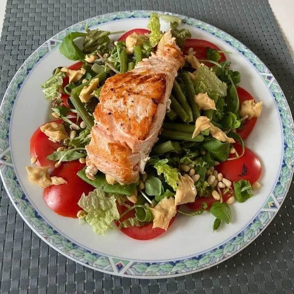 Tomaat carpaccio met zalm