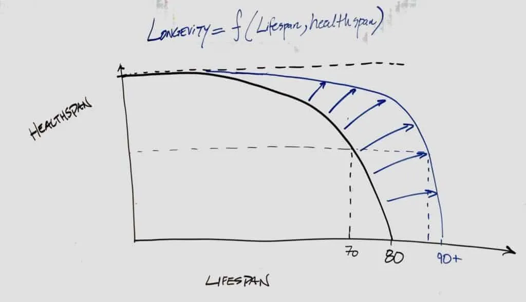 Peter Attia lang leven in goede gezondheid Longevity Whiteboard
