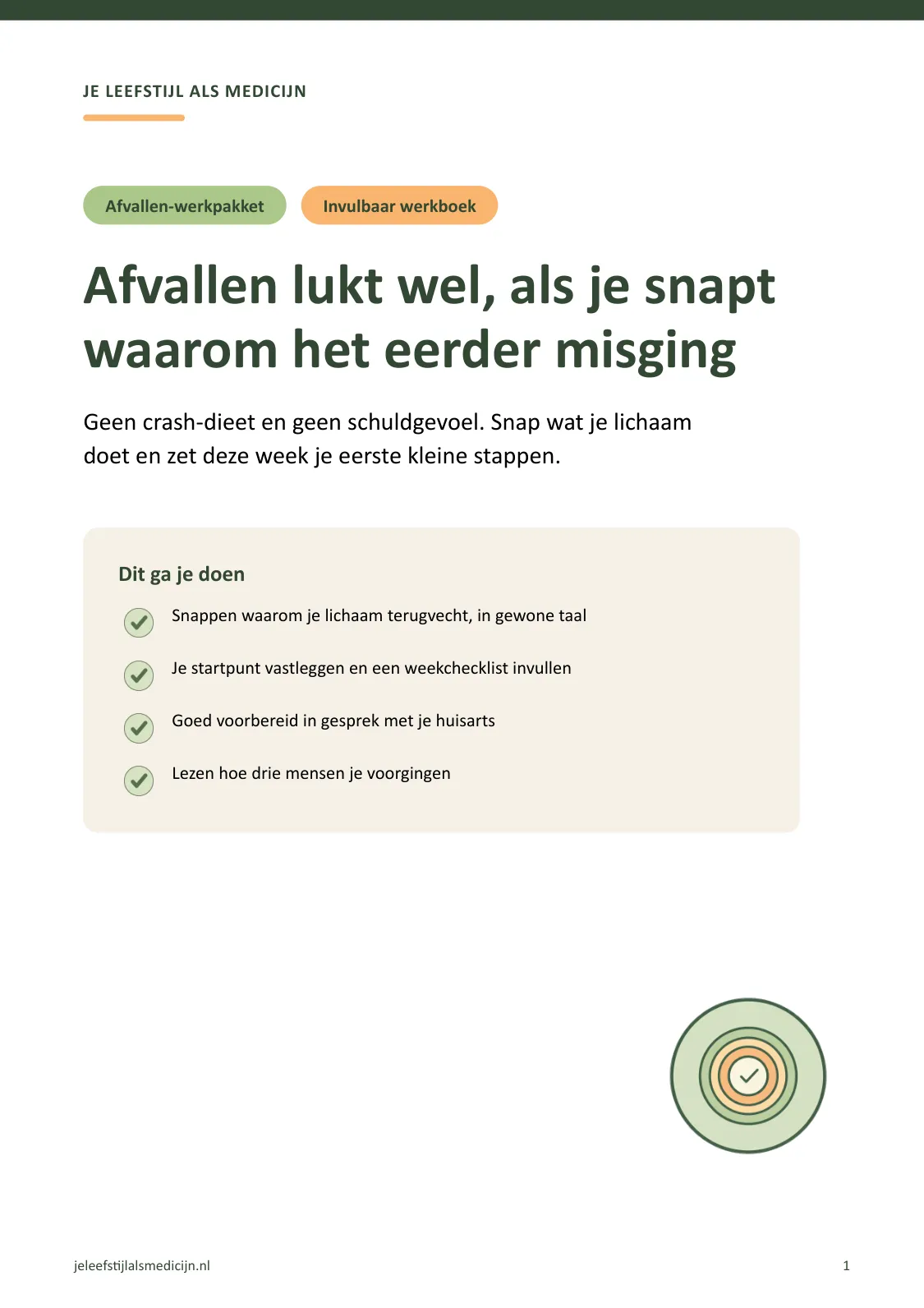 Voorpagina van Werkboek afvallen