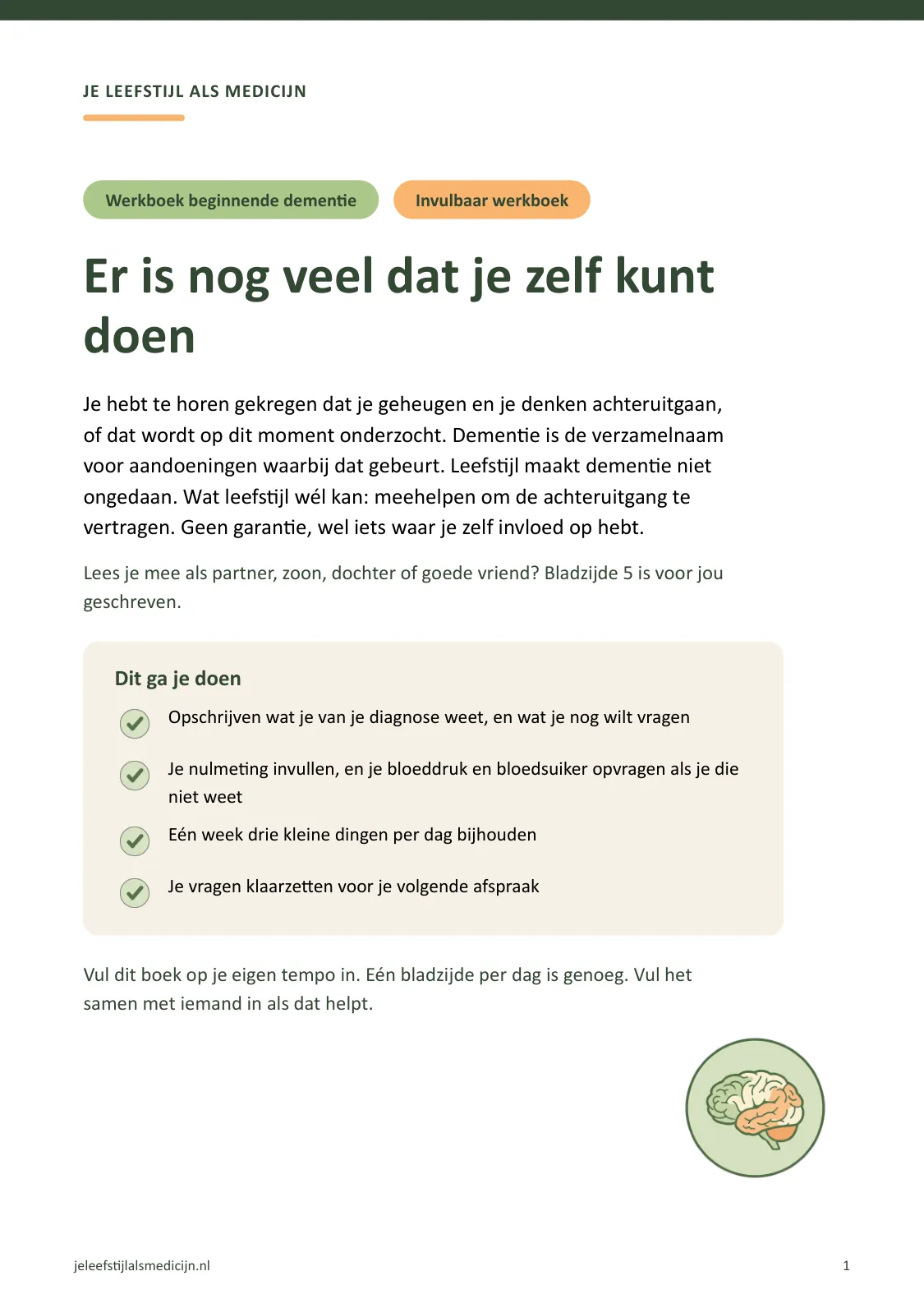 Voorpagina van Werkboek beginnende dementie