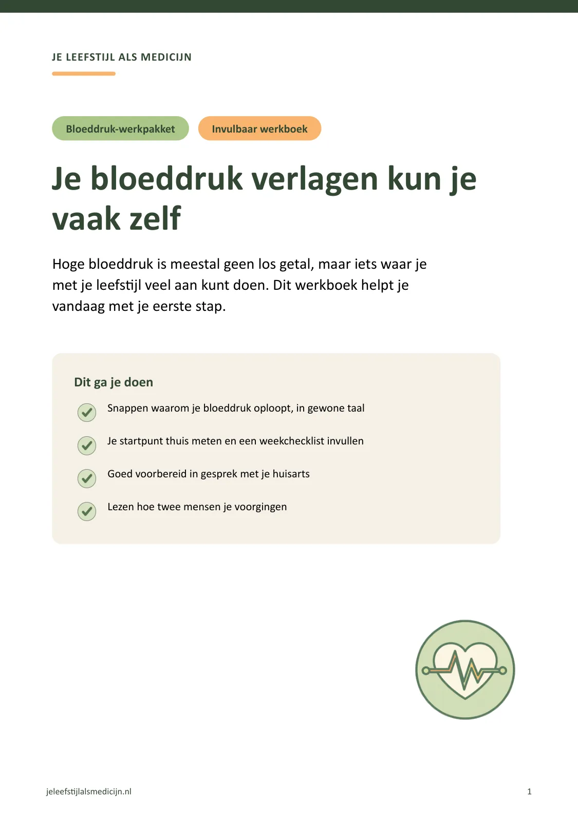 Voorpagina van Werkboek hoge bloeddruk