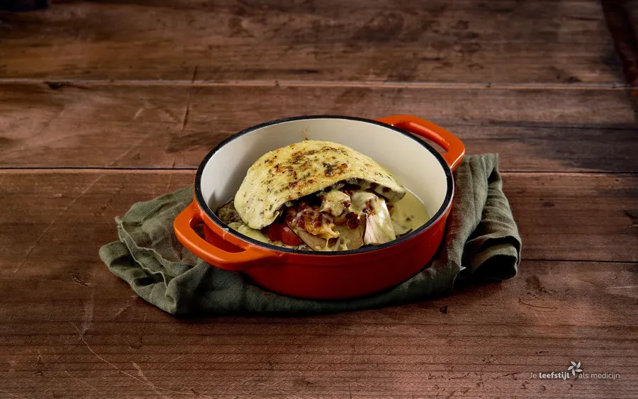 Koolhydraatarme moussaka met kaas en gehakt