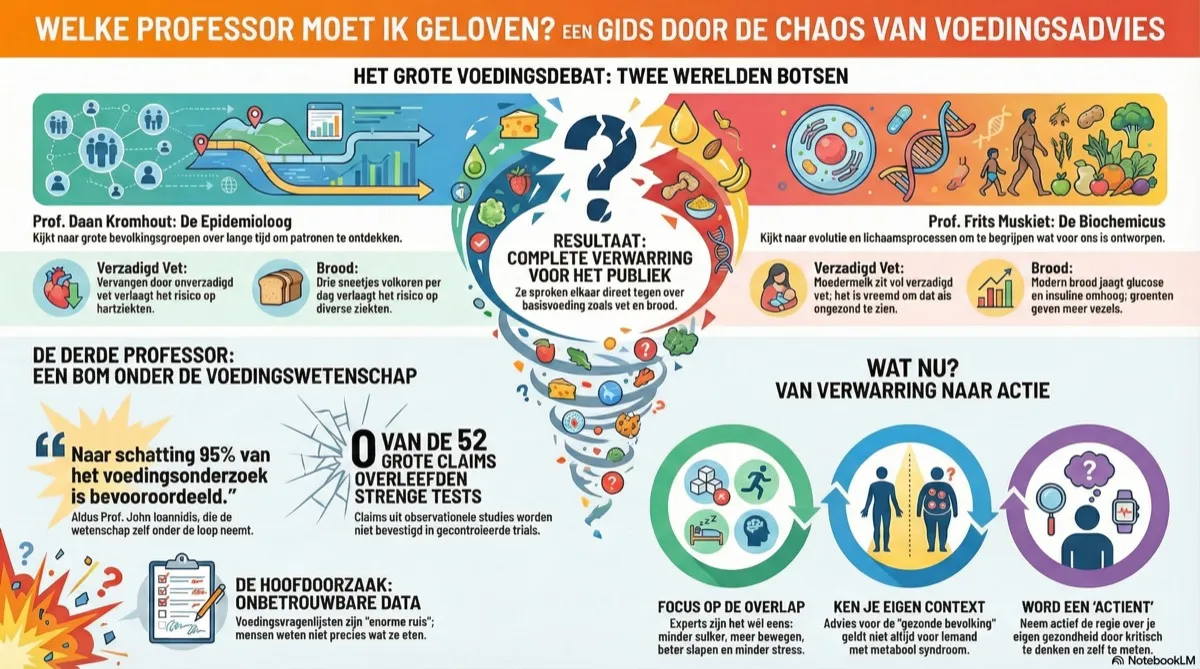 Infographic: welke professor moet ik geloven? Het voedingsdebat, Ioannidis en van verwarring naar actie.